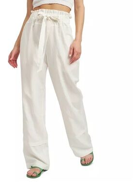 En Saison white linen/rayon blend Lining paper bag pants Size medium